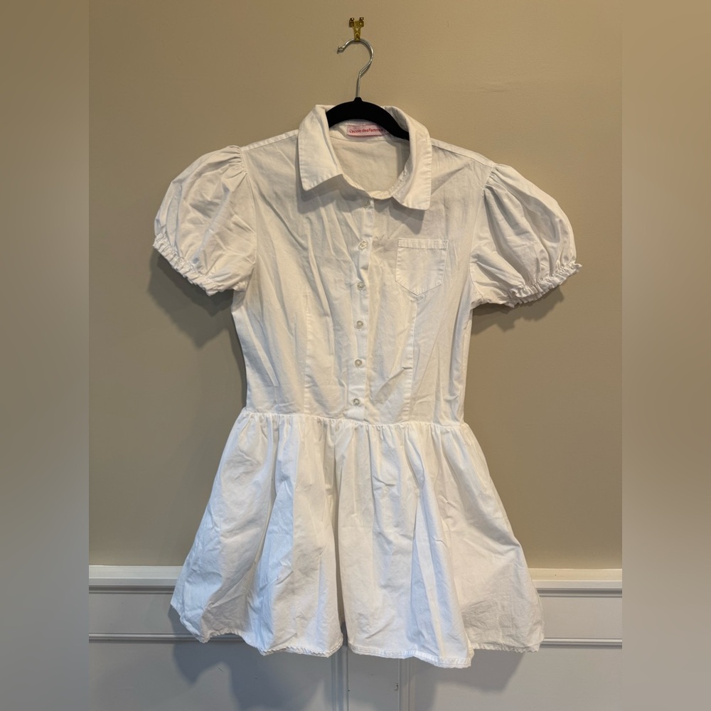 100% cotton smock style Puff Sleeve Kids Dress